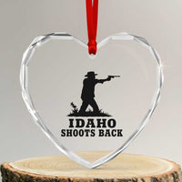 Idaho Shoots Back Minimalist Gunslinger Silhouette State Pride Graphic Heart Crystal Glass Ornament