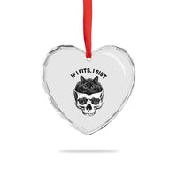 If I Fits I Sits Black Cat Skull Heart Crystal Glass Ornament Gothic Dark Humor Gift
