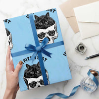 If I Fits I Sits Black Cat Skull Wrapping Paper Roll Gothic Dark Humor Gift