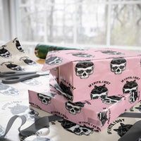 If I Fits I Sits Black Cat Skull Wrapping Paper Roll Gothic Dark Humor Gift