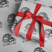 If I Fits I Sits Wrapping Paper Roll Chubby Kitty Funny Cat Lover Gift