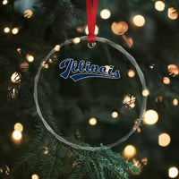 Illinois Varsity Script Classic Sports Jersey Style Crystal Glass Ornament