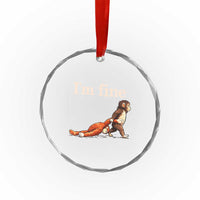 I’m Fine Funny Monkey Meme Crystal Glass Ornament Viral Punch Baby Monkey Relatable Cute Gift