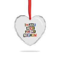 Im Just Here For My Nephew Heart Crystal Glass Ornament Trendy Aunts Letter Print Vintage