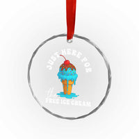 I'm Just Here For The Free Ice Cream Crystal Glass Ornament Funny Cruise Summer Vacation - Wonder Print Shop