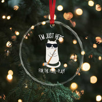 Im Just Here For The Purr Play Crystal Glass Ornament Funny Cat Hockey Gift TS12