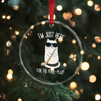 Im Just Here For The Purr Play Crystal Glass Ornament Funny Cat Hockey Gift - Wonder Print Shop