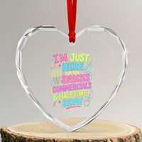 I'm Just Here for The Snacks Commercials Halftime Show Heart Crystal Glass Ornament Funny Game Day Neon Style
