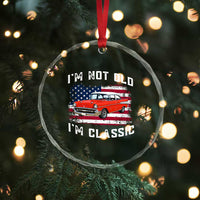 I'm Not Old I'm Classic Crystal Glass Ornament Vintage 1957 Hot Rod Silhouette Patriotic American Flag