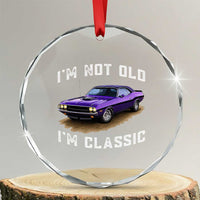 I'm Not Old I'm Classic Crystal Glass Ornament Vintage 1970 Purple Classic Muscle Car