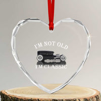 I'm Not Old I'm Classic Heart Crystal Glass Ornament Traditional Hot Rod Sedan Tudor Fordor