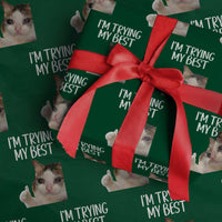 Im Trying My Best Funny Crying Cat Meme Wrapping Paper Roll - Wonder Print Shop