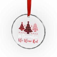 In December We Wear Red Crystal Glass Ornament HIV Awareness Christmas Ribbon Tree Gift - Wonder Print Shop