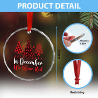 In December We Wear Red Crystal Glass Ornament HIV Awareness Christmas Ribbon Tree Gift - Wonder Print Shop