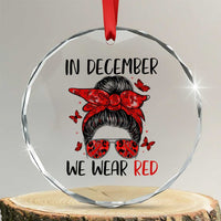 In December We Wear Red Crystal Glass Ornament HIV Awareness Empowered Woman Gift TS12