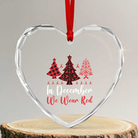 In December We Wear Red Heart Crystal Glass Ornament HIV Awareness Christmas Ribbon Tree Gift - Wonder Print Shop