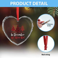 In December We Wear Red Heart Crystal Glass Ornament HIV Awareness Christmas Ribbon Tree Gift - Wonder Print Shop