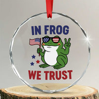In Frog We Trust Crystal Glass Ornament Patriotic Portland Frogs Protest - Wonder Print Shop