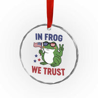In Frog We Trust Crystal Glass Ornament Patriotic Portland Frogs Protest - Wonder Print Shop