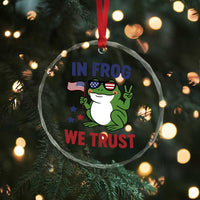 In Frog We Trust Crystal Glass Ornament Patriotic Portland Frogs Protest - Wonder Print Shop