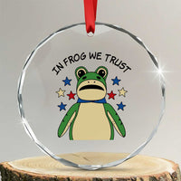 In Frog We Trust Crystal Glass Ornament Patriotic Portland Frogs Protest American Flag TS02