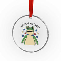 In Frog We Trust Crystal Glass Ornament Patriotic Portland Frogs Protest American Flag TS02