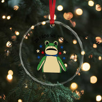 In Frog We Trust Crystal Glass Ornament Patriotic Portland Frogs Protest American Flag TS02