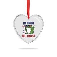 In Frog We Trust Heart Crystal Glass Ornament Patriotic Portland Frogs Protest - Wonder Print Shop