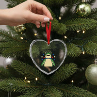 In Frog We Trust Heart Crystal Glass Ornament Patriotic Portland Frogs Protest American Flag - Wonder Print Shop