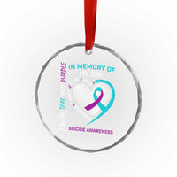 In Memory of My Son Suicide Awareness Crystal Glass Ornament Teal and Purple Ribbon Remembrance Gift