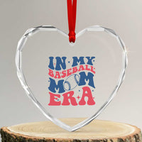 In My Baseball Mom Era Heart Crystal Glass Ornament Game Day Sports Mom