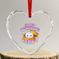 In My Dumpling Era Kawaii Pastel Graphic Heart Crystal Glass Ornament Retro Groovy Glitter Bao Steamer Basket