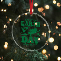 In My Earth Day Era Crystal Glass Ornament Cute Groovy Planet Heart - Wonder Print Shop