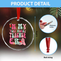 In My Very Merry Teacher Era Xmas Groovy Christmas Crystal Glass Ornament TS02