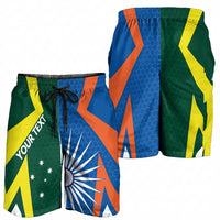 India vs Australia Personalised Shorts for Men Blue vs Gold Cricket Heritage - Wonder Print Shop