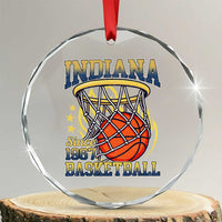 Indiana Basketball Flames Graphic Crystal Glass Ornament Vintage 1967 Fan Indy Hoops Pride