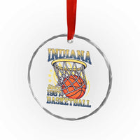 Indiana Basketball Flames Graphic Crystal Glass Ornament Vintage 1967 Fan Indy Hoops Pride