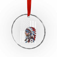 Indigenous People Tribal CG Native American Indian Chief American USA Flag Crystal Glass Ornament
