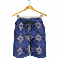 Indigo Diamond African Ankara Pattern Shorts for Men