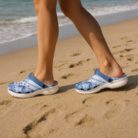 Indonesia Javanese Batik Clogs Shoes Nelson Mandela Madiba Blue - Wonder Print Shop