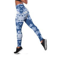 Indonesia Javanese Batik Leggings Nelson Mandela Madiba Blue - Wonder Print Shop