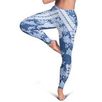 Indonesia Javanese Batik Leggings Nelson Mandela Madiba Blue - Wonder Print Shop