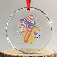 International Dot Day Hotdog Crystal Glass Ornament Red White Blue Polka Dots