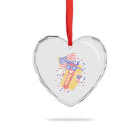 International Dot Day Hotdog Heart Crystal Glass Ornament Red White Blue Polka Dots