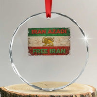 Iran Azadi Lion Sun Sword Flag Free Iran Revolution Crystal Glass Ornament