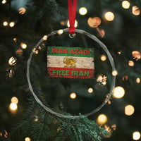 Iran Azadi Lion Sun Sword Flag Free Iran Revolution Crystal Glass Ornament