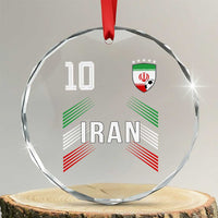 Iran Soccer Sports Graphic Number 10 Jersey Style Crystal Glass Ornament Proud Iranian Football Fans Game Day Pride