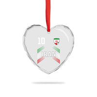 Iran Soccer Sports Graphic Number 10 Jersey Style Heart Crystal Glass Ornament Proud Iranian Football Fans Game Day Pride