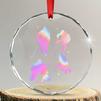 Iridescent Effect Hockey Players Retro Sport Lover Gift Crystal Glass Ornament - Wonder Print Shop