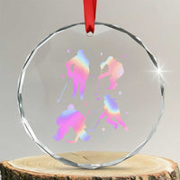 Iridescent Effect Hockey Players Retro Sport Lover Gift Crystal Glass Ornament TS12